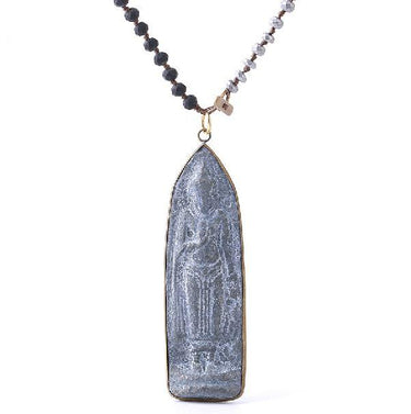 Ancient Style Carved Sakyamuni BUDDHA GUARDIAN AMULET Pendant Necklace